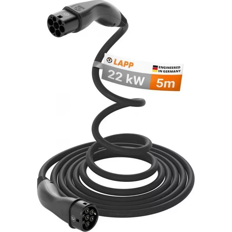 Przewód do ładowania EV LAPP MOBILITY HELIX® Type 2, 22 kW, 5 m, czarny 61795