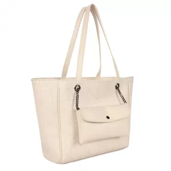Laura Ashley Damska Kremowa pikowana torba na ramię ze sztucznej skóry - Relief Q LTD CRM (30x30x10 cm)