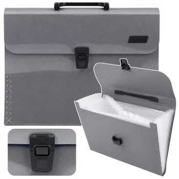 LEAN 31033 Rozszerzalny Organizer na Dokumenty A4 13 Przegród Szary