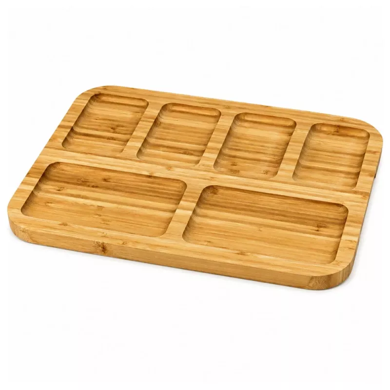 LEAN Bamboo Board Platter with Compartments for Serving Tray 36 x 28cm