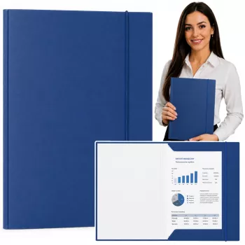 LEAN Kartonowa teczka z gumką, lakierowana, A4, 300 g/m², niebieska
