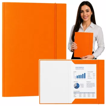 LEAN Teczka kartonowa z gumką, lakierowana, A4, 300 g/m², pomarańczowa