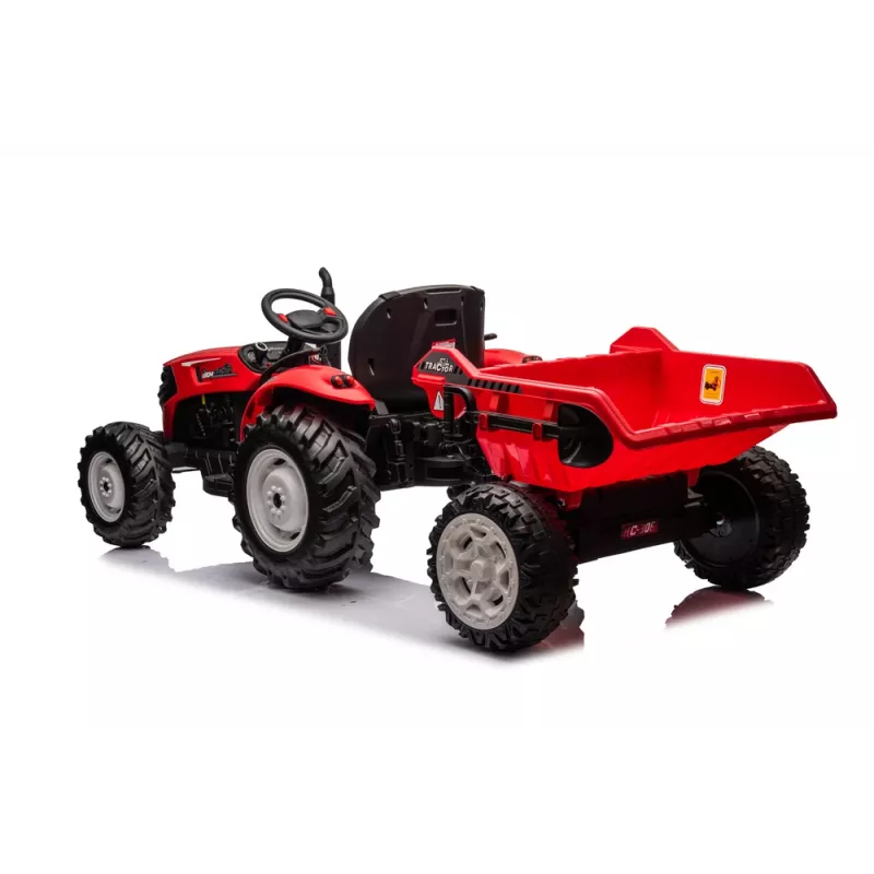 LEAN CARS 24V Tractor z napędem akumulatorowym HC-306 Czerwony z przyczepą