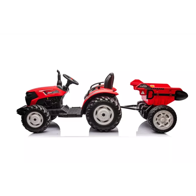 LEAN CARS 24V Tractor z napędem akumulatorowym HC-306 Czerwony z przyczepą