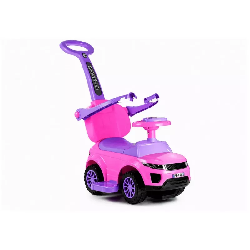 LEAN CARS 614W Pchacz dla maluchów z rączką dla rodzica - Różowy