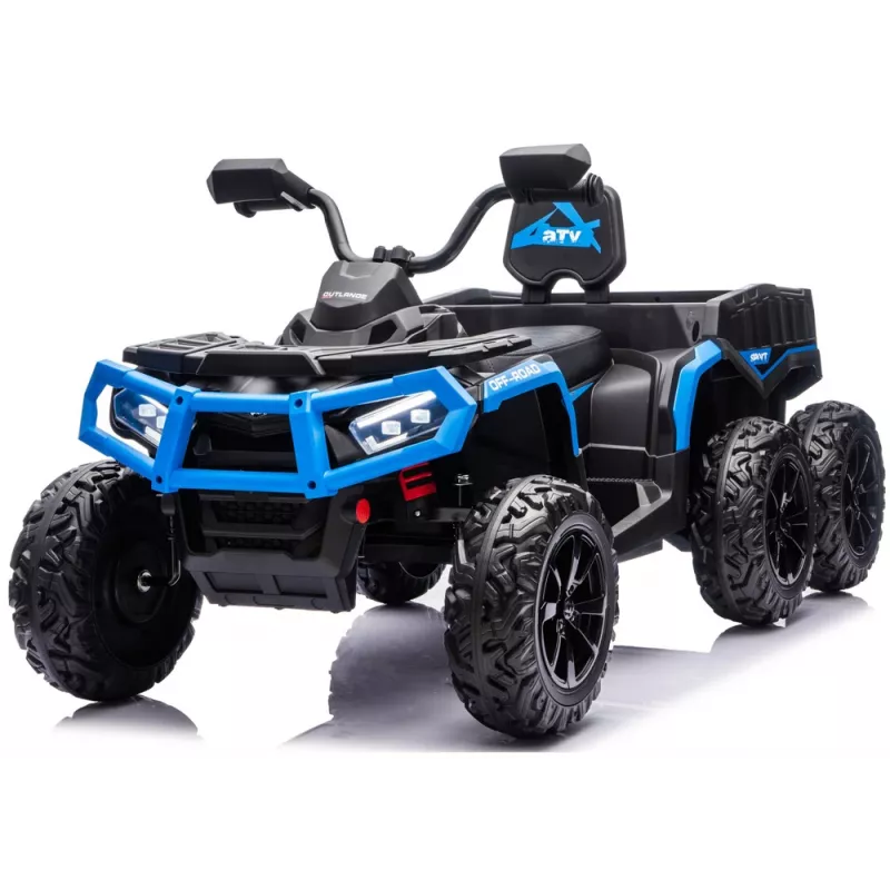LEAN CARS Quad ATV na akumulator 6 kół z przyczepą JC606 24V 4x4 Niebieski