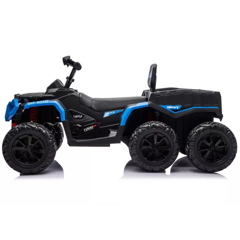 LEAN CARS Quad ATV na akumulator 6 kół z przyczepą JC606 24V 4x4 Niebieski