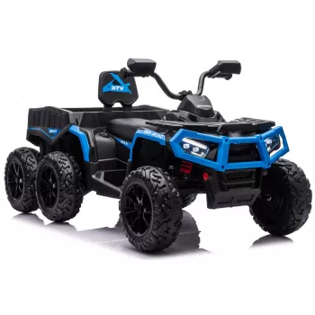 LEAN CARS Quad ATV na akumulator 6 kół z przyczepą JC606 24V 4x4 Niebieski