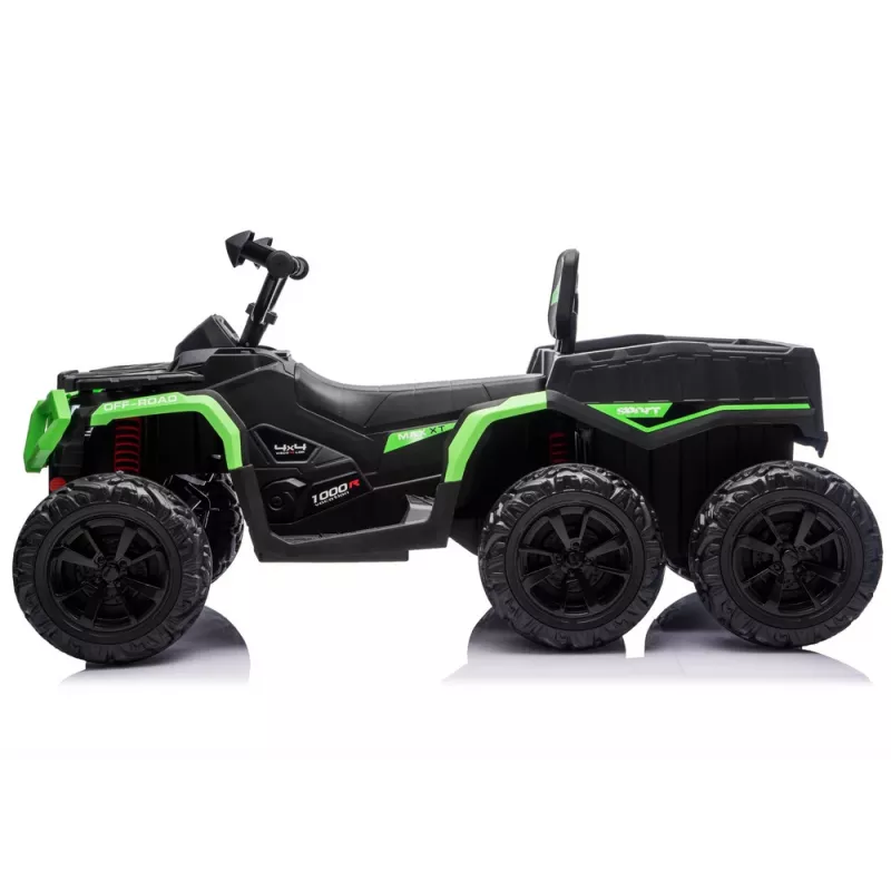 LEAN CARS Quad ATV na baterie 6 kół z przyczepą JC606 24V 4x4 Zielony