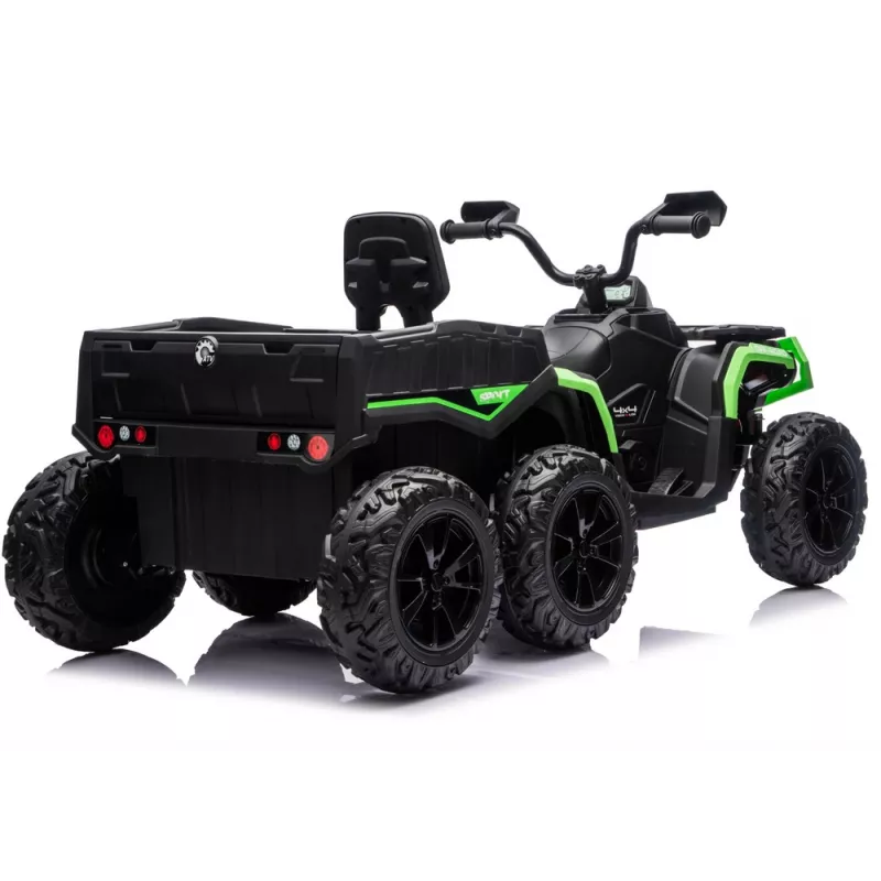 LEAN CARS Quad ATV na baterie 6 kół z przyczepą JC606 24V 4x4 Zielony