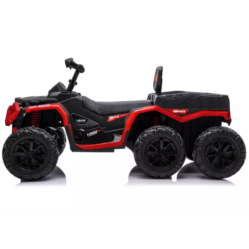 LEAN CARS Quad ATV na baterie 6 kół z przyczepą JC606 24V 4x4 Czerwony
