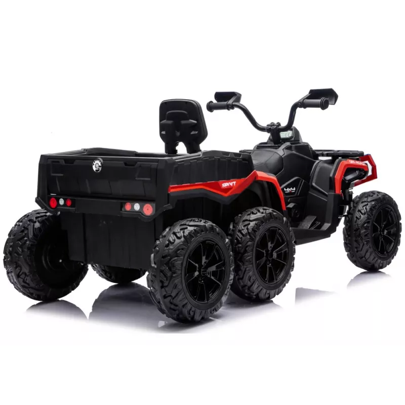 LEAN CARS Quad ATV na baterie 6 kół z przyczepą JC606 24V 4x4 Czerwony