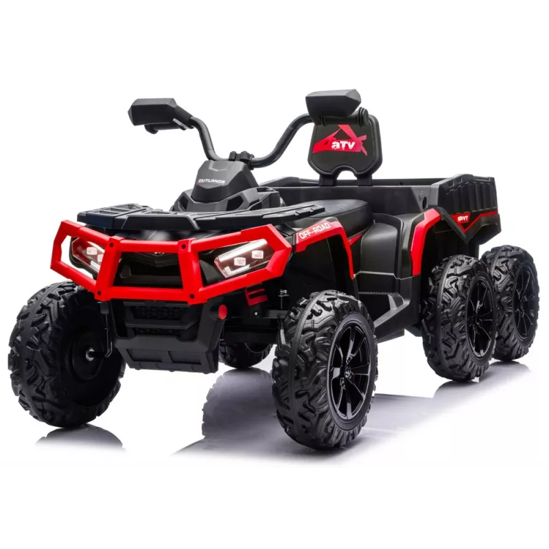 LEAN CARS Quad ATV na baterie 6 kół z przyczepą JC606 24V 4x4 Czerwony