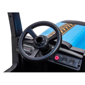 LEAN CARS Traktor na baterie A011 24V Niebieski – Zabawka jezdna z silnikami 2x200W, pilotem, światłami LED, Bluetooth