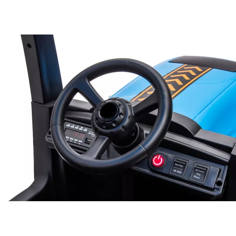 LEAN CARS Traktor na baterie A011 24V Niebieski – Zabawka jezdna z silnikami 2x200W, pilotem, światłami LED, Bluetooth