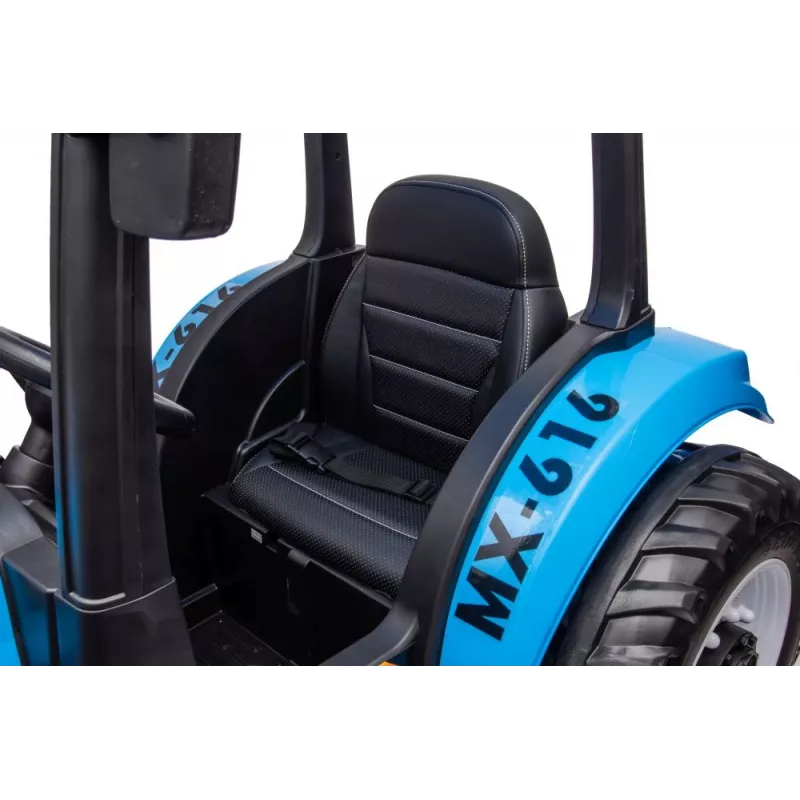 LEAN CARS Traktor na baterie A011 24V Niebieski – Zabawka jezdna z silnikami 2x200W, pilotem, światłami LED, Bluetooth