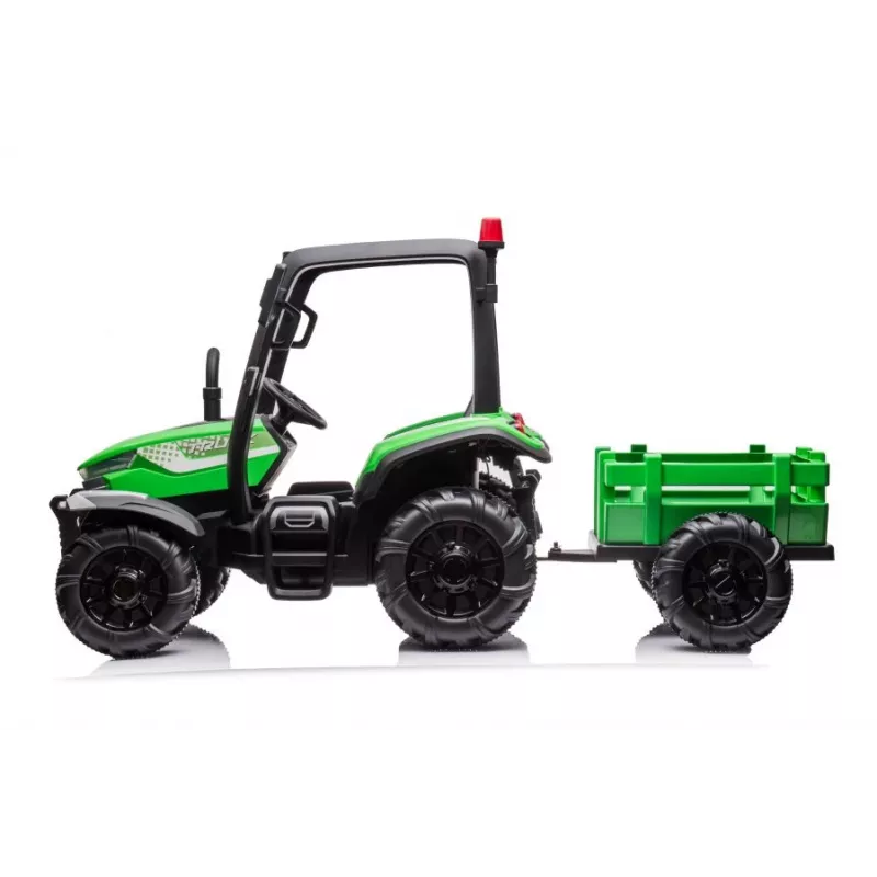 LEAN CARS Traktor na baterie BLT-206 Zielony z odpinaną przyczepą, 12V dla dzieci 3-8 lat, 2x45W, koła EVA, pilot