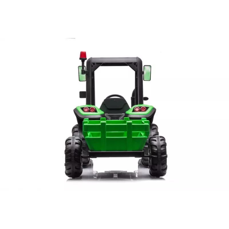 LEAN CARS Traktor na baterie BLT-206 Zielony z odpinaną przyczepą, 12V dla dzieci 3-8 lat, 2x45W, koła EVA, pilot