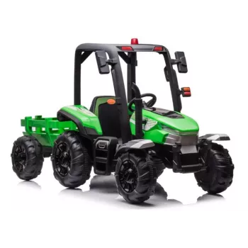 LEAN CARS Traktor na baterie BLT-206 Zielony z odpinaną przyczepą, 12V dla dzieci 3-8 lat, 2x45W, koła EVA, pilot