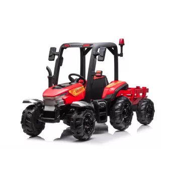 LEAN CARS Traktor na baterie BLT-206 Czerwony, 12V 7Ah, 2x35W, pojazd dla dzieci z pilotem i przyczepą