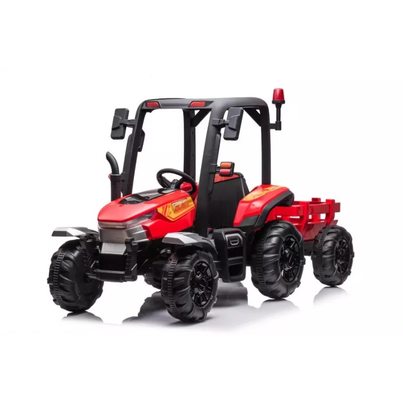 LEAN CARS Traktor na baterie BLT-206 Czerwony, 12V 7Ah, 2x35W, pojazd dla dzieci z pilotem i przyczepą