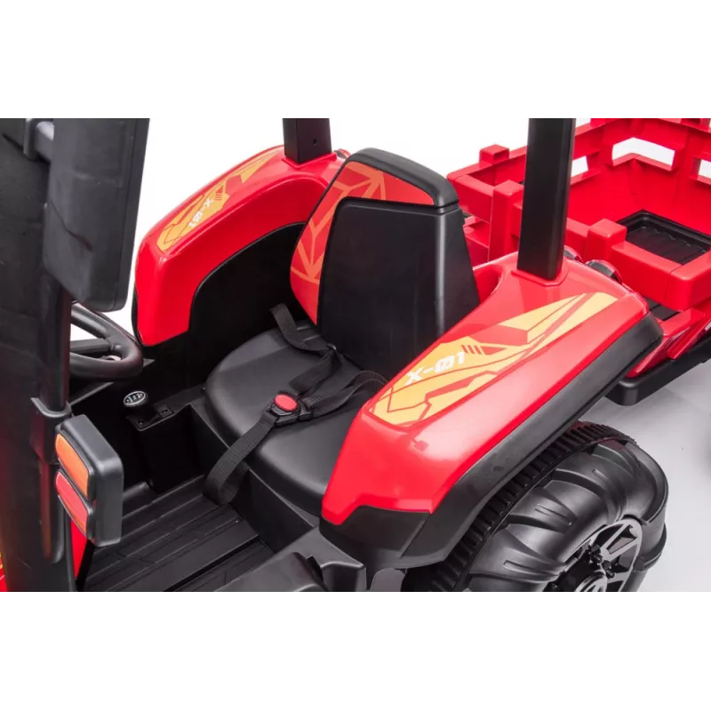 LEAN CARS Traktor na baterie BLT-206 Czerwony, 12V 7Ah, 2x35W, pojazd dla dzieci z pilotem i przyczepą