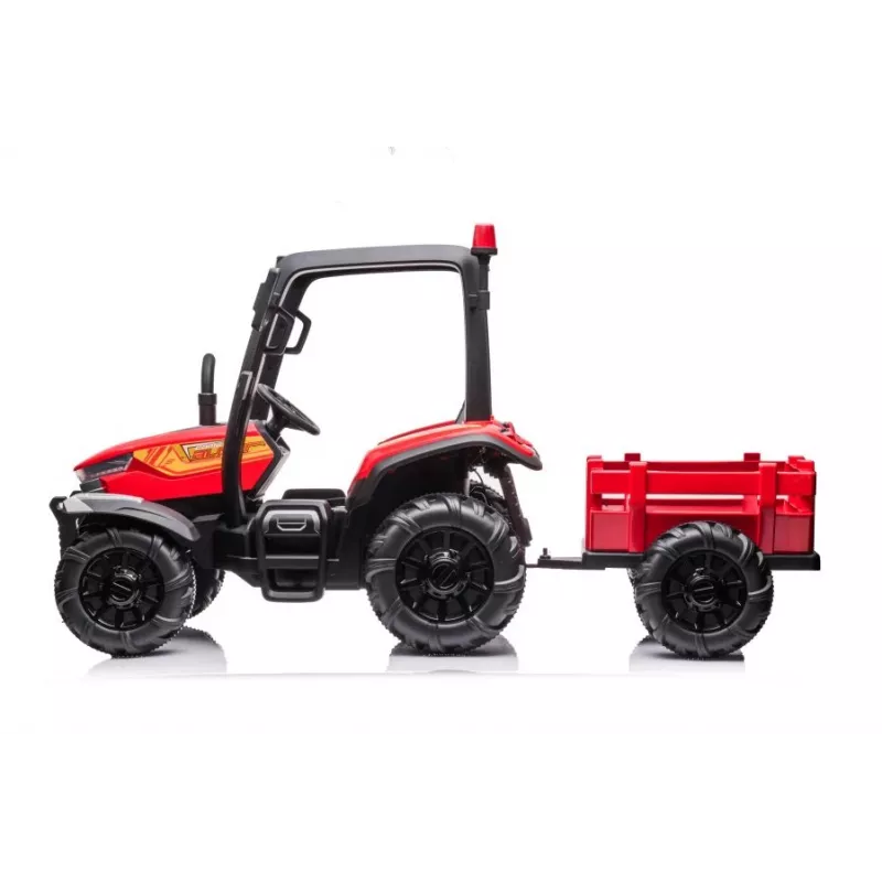 LEAN CARS Traktor na baterie BLT-206 Czerwony, 12V 7Ah, 2x35W, pojazd dla dzieci z pilotem i przyczepą
