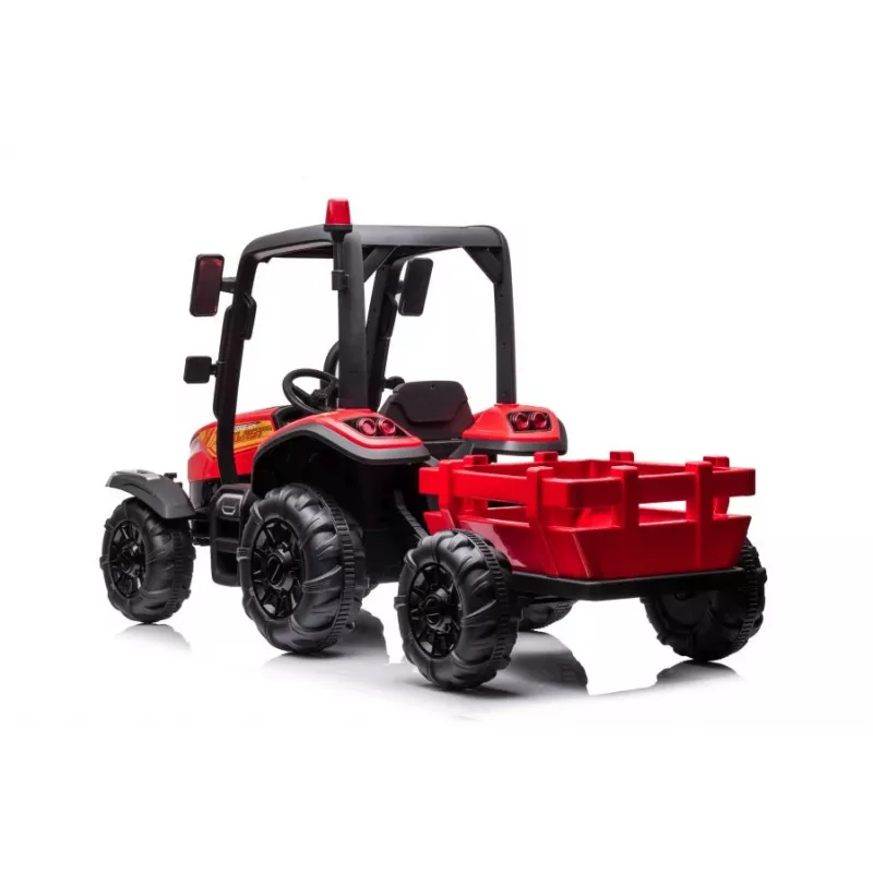 LEAN CARS Traktor na baterie BLT-206 Czerwony, 12V 7Ah, 2x35W, pojazd dla dzieci z pilotem i przyczepą