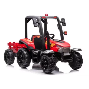 LEAN CARS Traktor na baterie BLT-206 Czerwony, 12V 7Ah, 2x35W, pojazd dla dzieci z pilotem i przyczepą