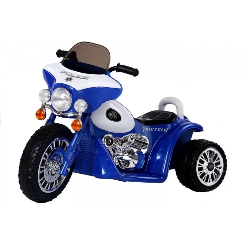 LEAN CARS Niebieski Elektryczny Motocykl Jeździk JT568 Policja dla Dzieci LED
