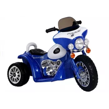 LEAN CARS Niebieski Elektryczny Motocykl Jeździk JT568 Policja dla Dzieci LED
