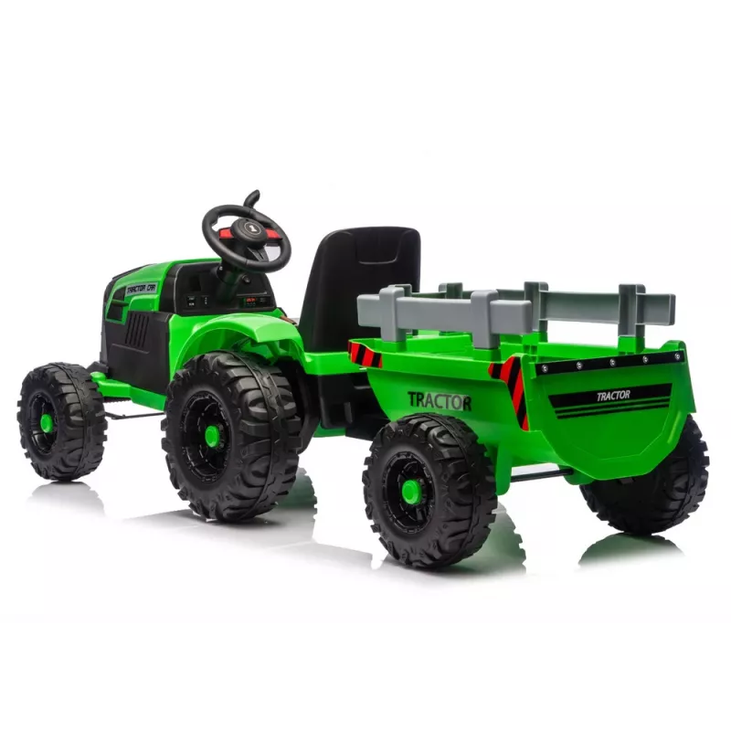 LEAN CARS CH9959B Traktor na baterie z przyczepą, jasnozielony, 24V