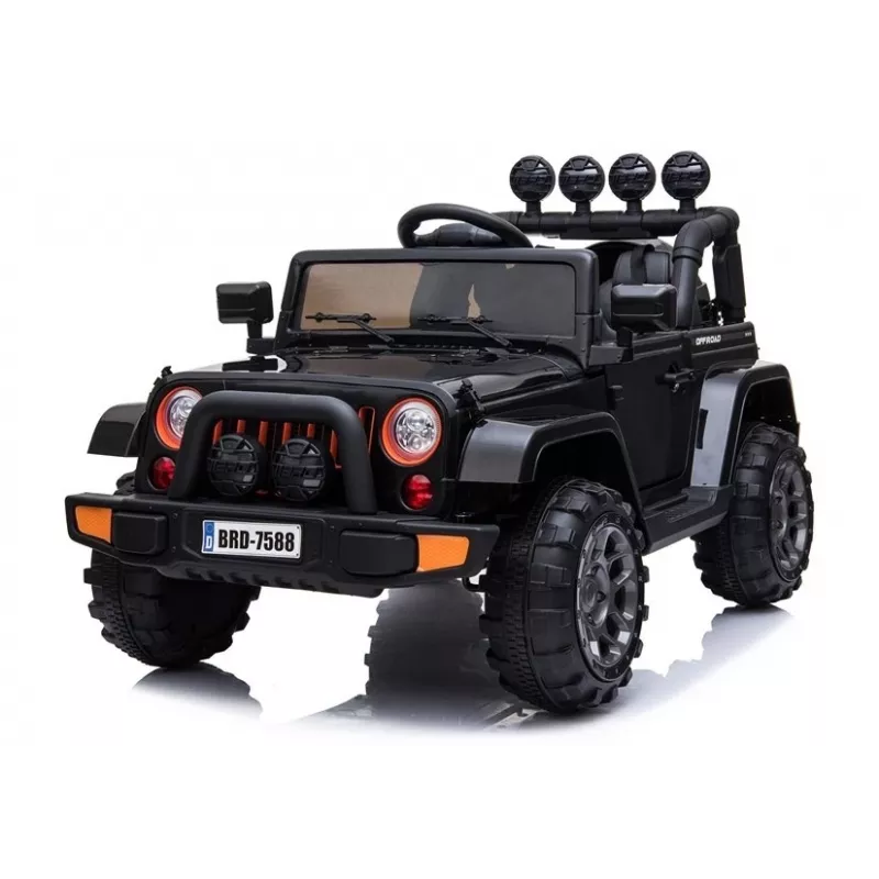 LEAN CARS Elektryczny Jeep na Akumulator BRD-7588 z Oświetleniem LED, MP3, Pilotem, Czarny 4x4
