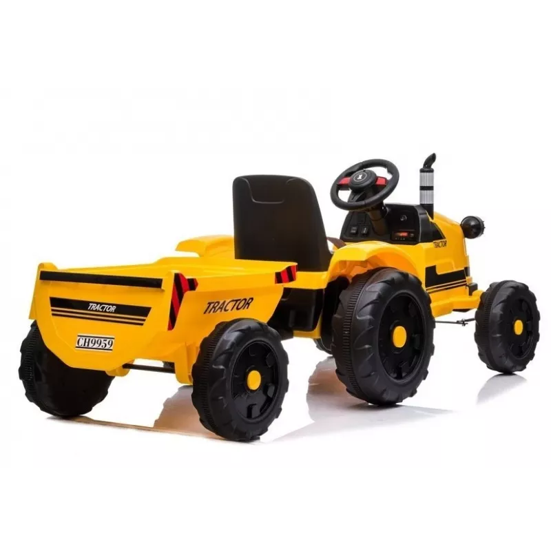 LEAN CARS Elektryczny Traktor na Pedały z Przyczepą CH9959 Żółty LED Radio