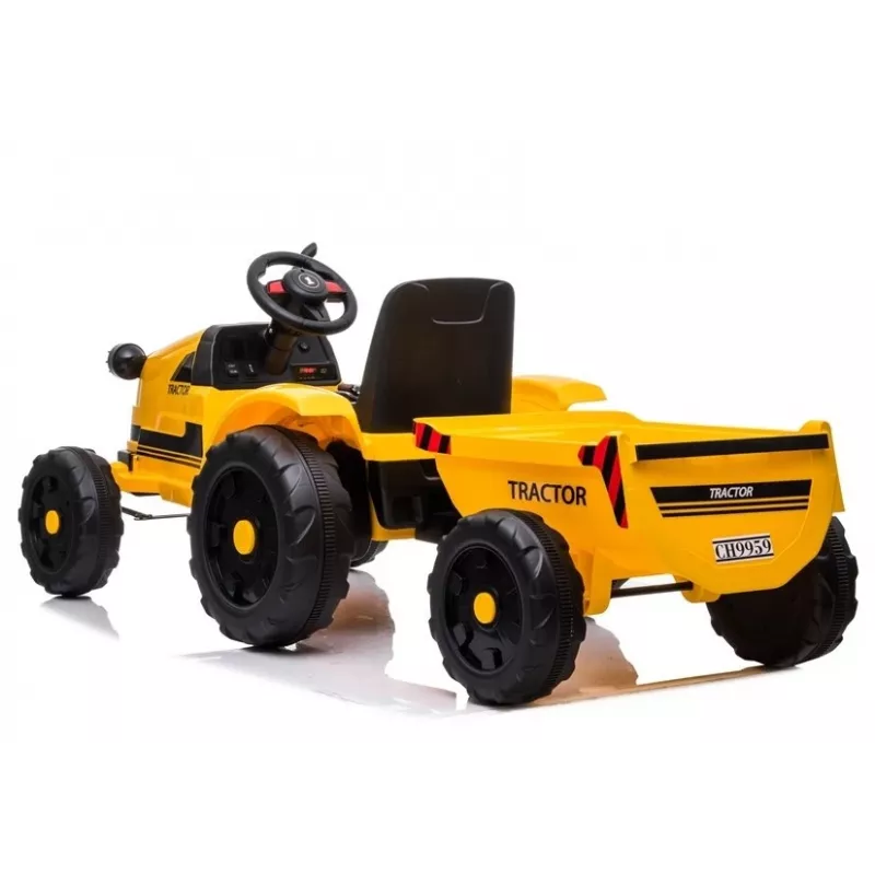 LEAN CARS Elektryczny Traktor na Pedały z Przyczepą CH9959 Żółty LED Radio