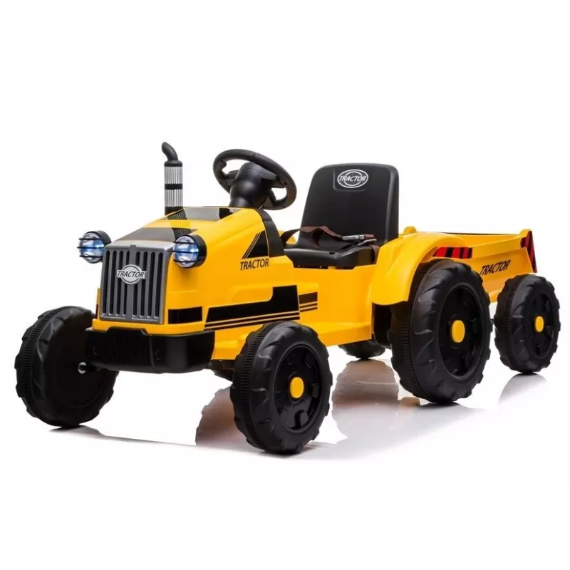 LEAN CARS Elektryczny Traktor na Pedały z Przyczepą CH9959 Żółty LED Radio