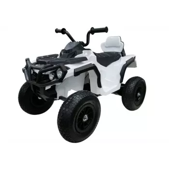 LEAN CARS Quad BDM0906 Elektryczny pojazd jezdny z pompowanymi kołami, światłami LED i MP3 Biały
