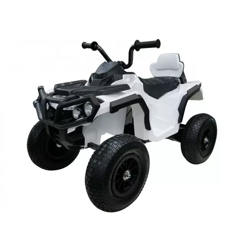 LEAN CARS Quad BDM0906 Elektryczny pojazd jezdny z pompowanymi kołami, światłami LED i MP3 Biały