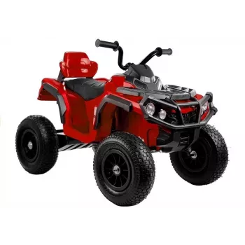 LEAN CARS Quad BDM0906 Elektryczny pojazd jezdny z pompowanymi kołami, światłami LED, MP3 - Czerwony