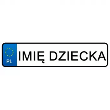 Naklejka z tablicą rejestracyjną LEAN CARS z imieniem dziecka