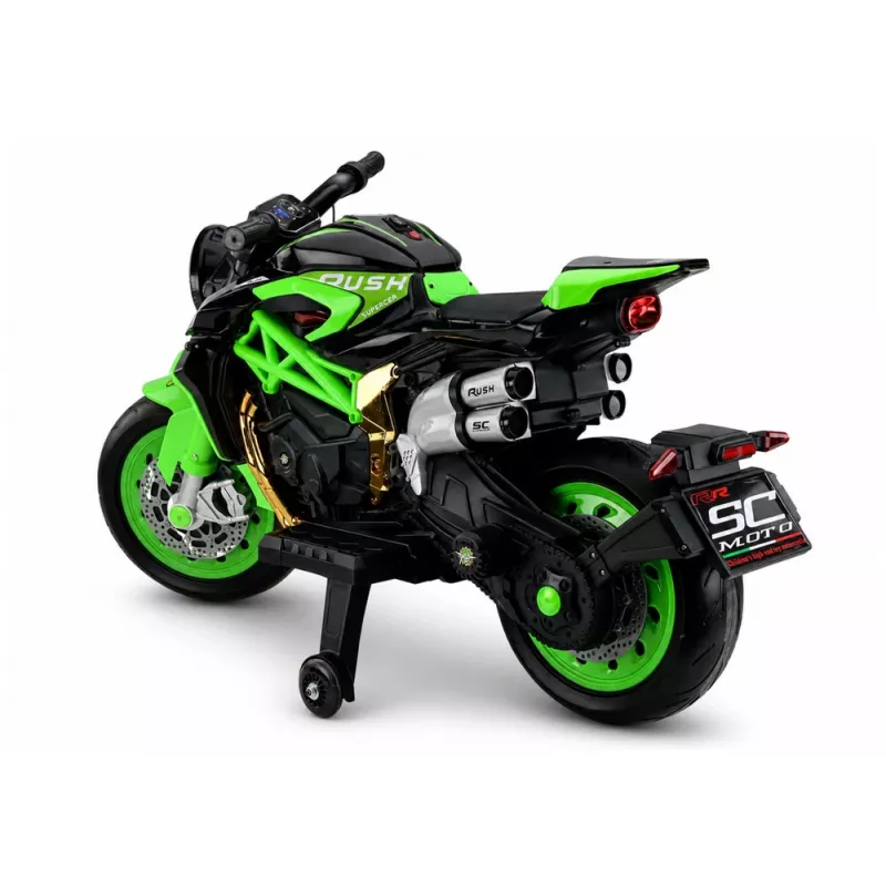 LEAN CARS XW-07 Motocykl elektryczny dla dzieci z podświetlanymi kołami LED, zielony