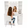 LEAN Cosmetic Dressing Table with LED Mirror, Drawers and Cabinet, White, 141x114x39 cm