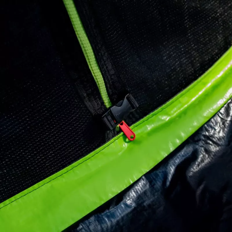 Trampolina ogrodowa LEAN z wewnętrzną siatką, czarno-zielona, 366 cm (12 stóp)