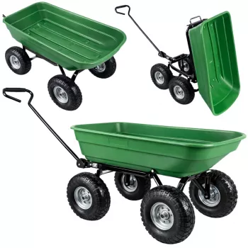 LEAN Wózek ogrodowy z wywrotną tacą, zielony, 120 kg