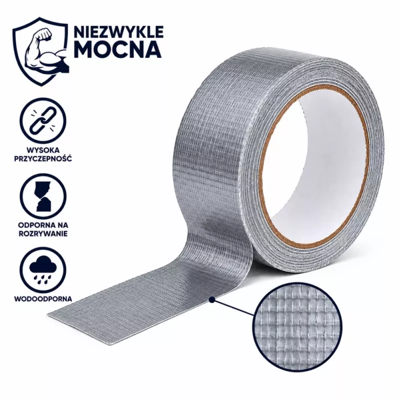 LEAN Gray Reinforced Repair Tape Strong Silver 48mm x 15m
