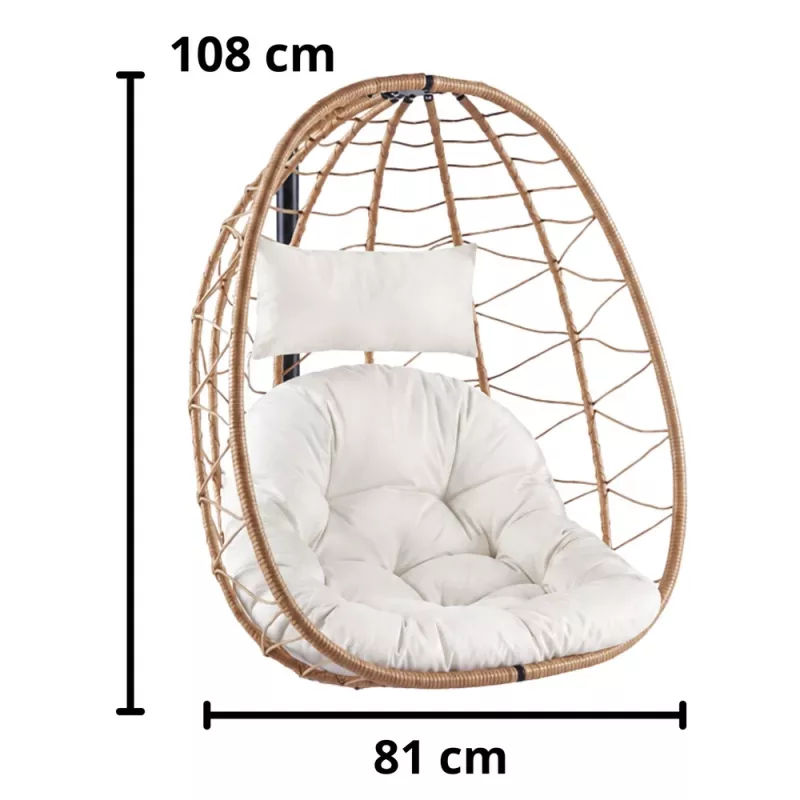 LEAN Hanging Rocking Chair Garden Cocoon Cushions Swing Brown Frame
