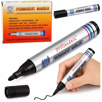 LEAN Marker permanentny wodoodporny końcówka dłutowa czarny 1 szt.