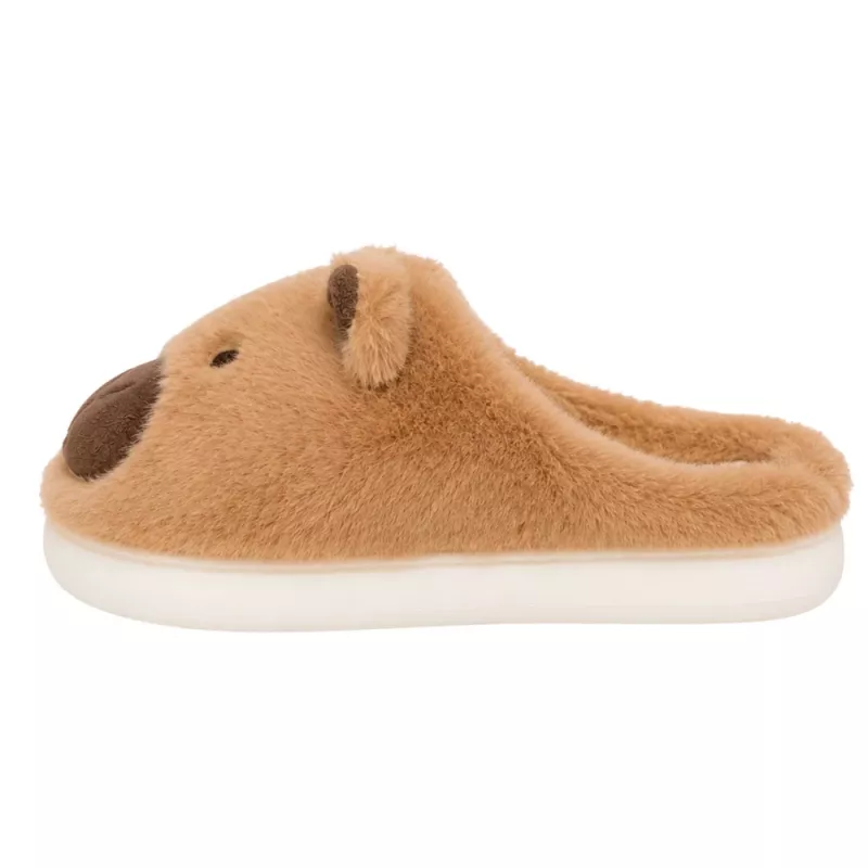LEAN Plush Kapibara Kapcie Domowe z Uszami Ciepłe Miękkie Beżowe Rozmiar 34-35