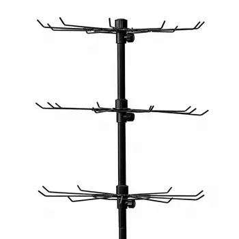 LEAN Obrotowy Wieszak Ekspozycyjny 4 Poziomy na Kółkach Czarny 40x150 cm 360°