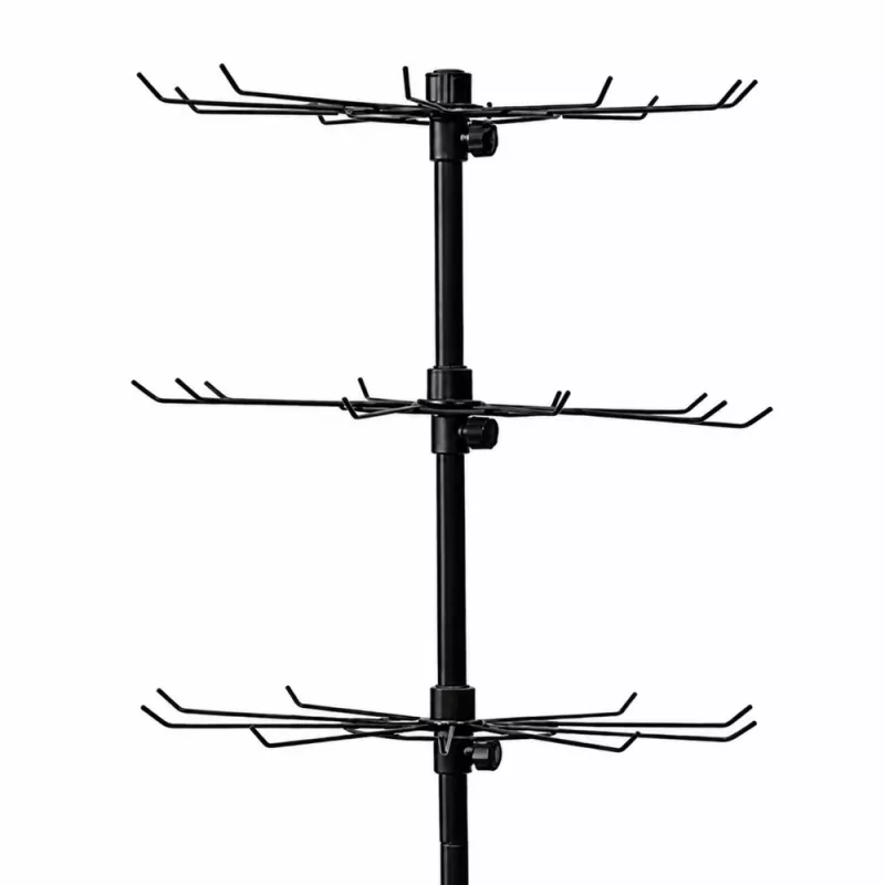 LEAN Obrotowy Wieszak Ekspozycyjny 4 Poziomy na Kółkach Czarny 40x150 cm 360°